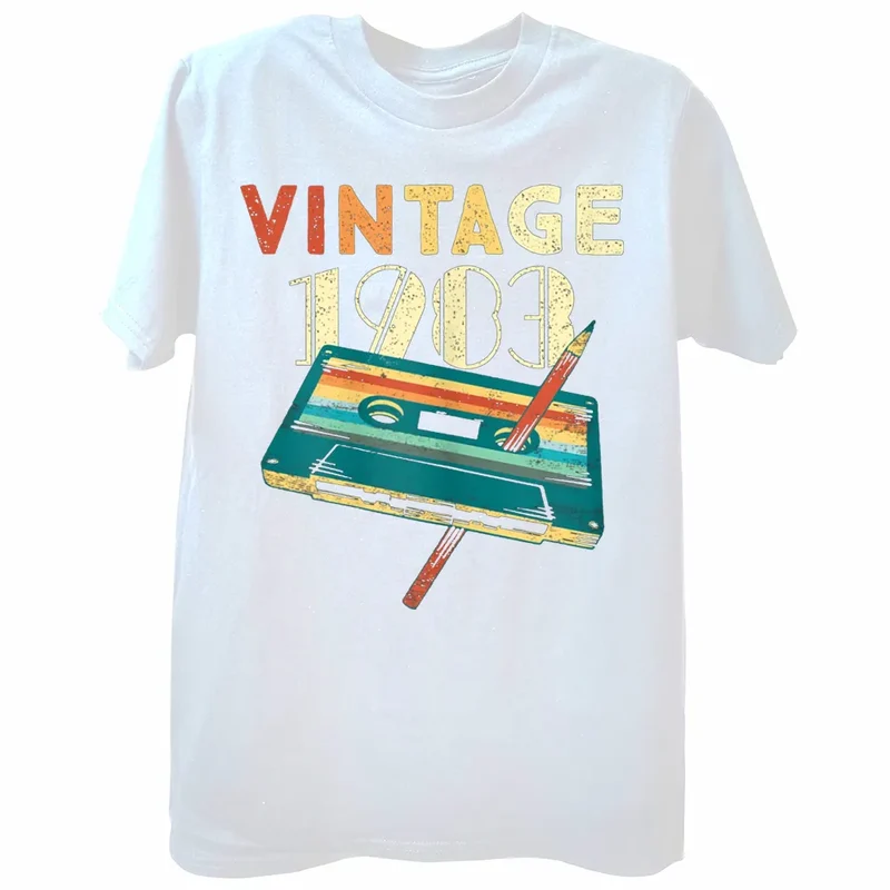 Herren Fashion Vintage 80er 3D T-Shirt Rundhals Unisex Sommer Streetwear