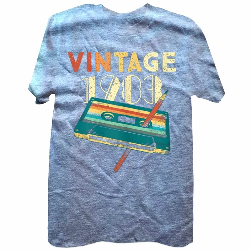 Herren Fashion Vintage 80er 3D T-Shirt Rundhals Unisex Sommer Streetwear