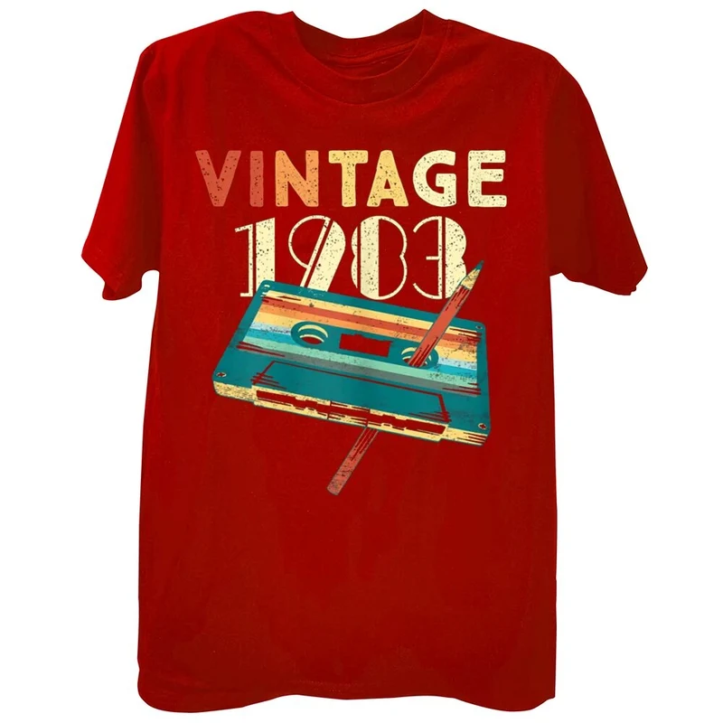 Herren Fashion Vintage 80er 3D T-Shirt Rundhals Unisex Sommer Streetwear