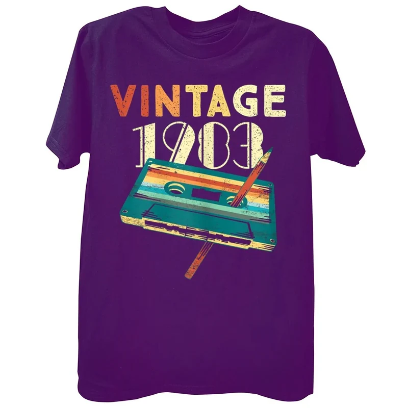 Herren Fashion Vintage 80er 3D T-Shirt Rundhals Unisex Sommer Streetwear