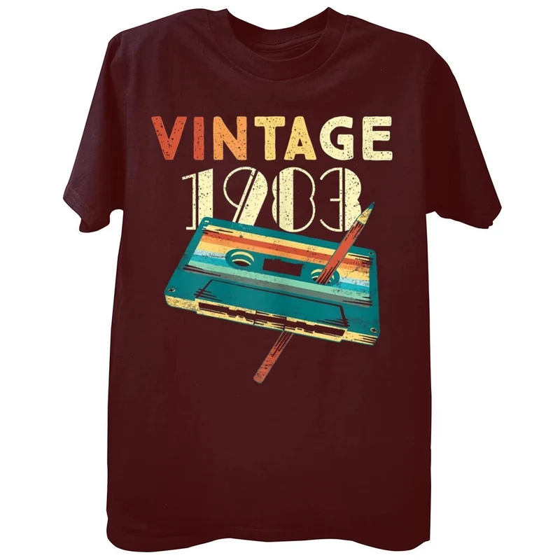 Herren Fashion Vintage 80er 3D T-Shirt Rundhals Unisex Sommer Streetwear