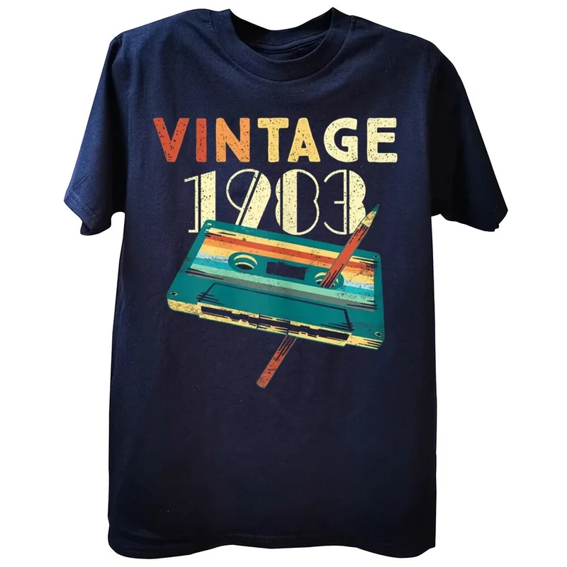 Herren Fashion Vintage 80er 3D T-Shirt Rundhals Unisex Sommer Streetwear