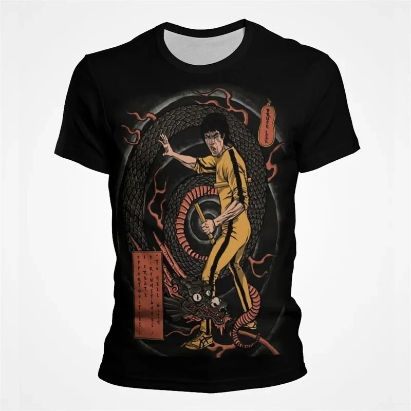 Kinder Shirt Fashion Kung Fu Star 3D T-Shirt Rundhals Unisex Sommer Streetwear