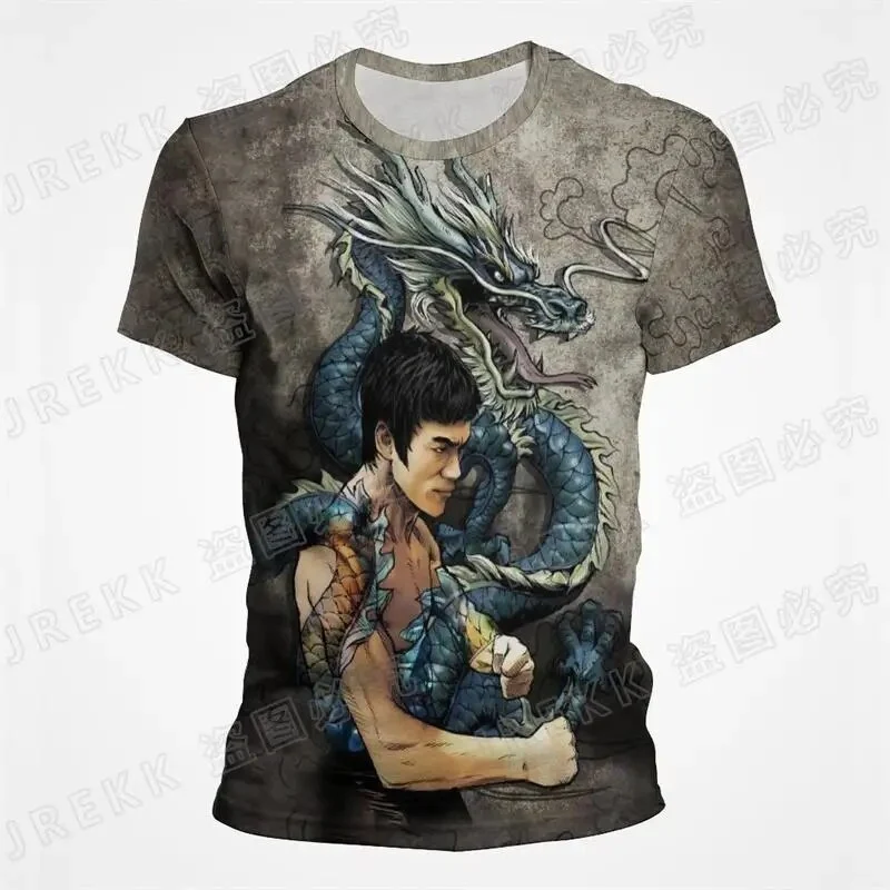 Kinder Shirt Fashion Kung Fu Star 3D T-Shirt Rundhals Unisex Sommer Streetwear
