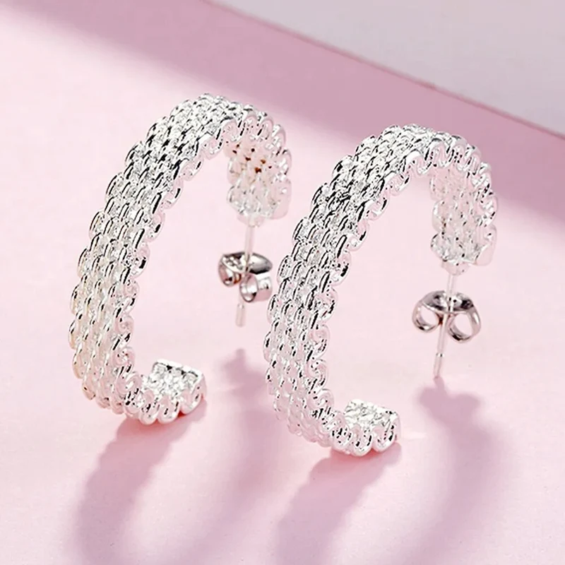 1 Paar Creolen aus 925 sterling Silber Ohrringe Ohrschmuck Zirkonia Ohrstecker