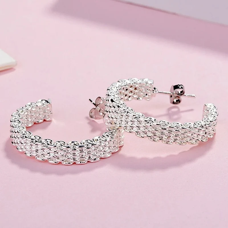 1 Paar Creolen aus 925 sterling Silber Ohrringe Ohrschmuck Zirkonia Ohrstecker