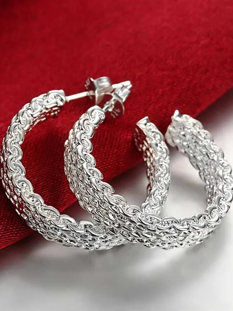 1 Paar Creolen aus 925 sterling Silber Ohrringe Ohrschmuck Zirkonia Ohrstecker