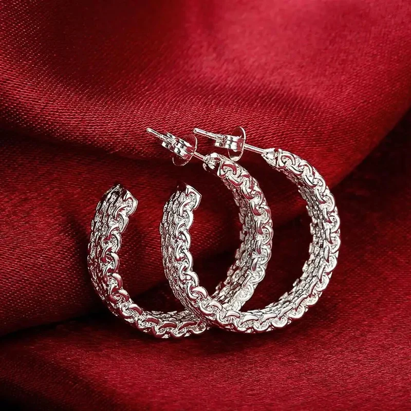 1 Paar Creolen aus 925 sterling Silber Ohrringe Ohrschmuck Zirkonia Ohrstecker