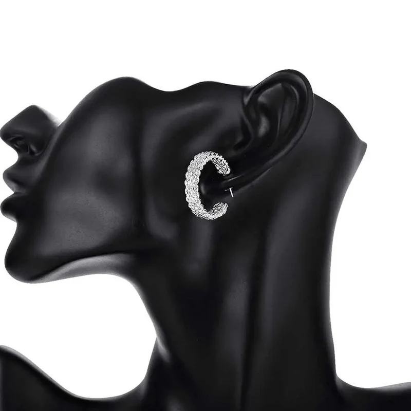 1 Paar Creolen aus 925 sterling Silber Ohrringe Ohrschmuck Zirkonia Ohrstecker