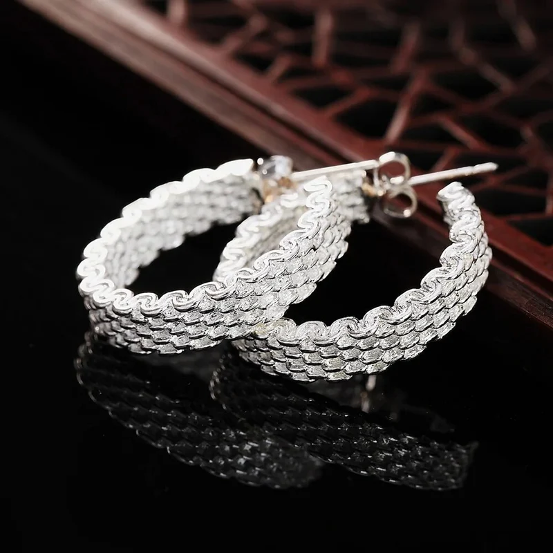 1 Paar Creolen aus 925 sterling Silber Ohrringe Ohrschmuck Zirkonia Ohrstecker