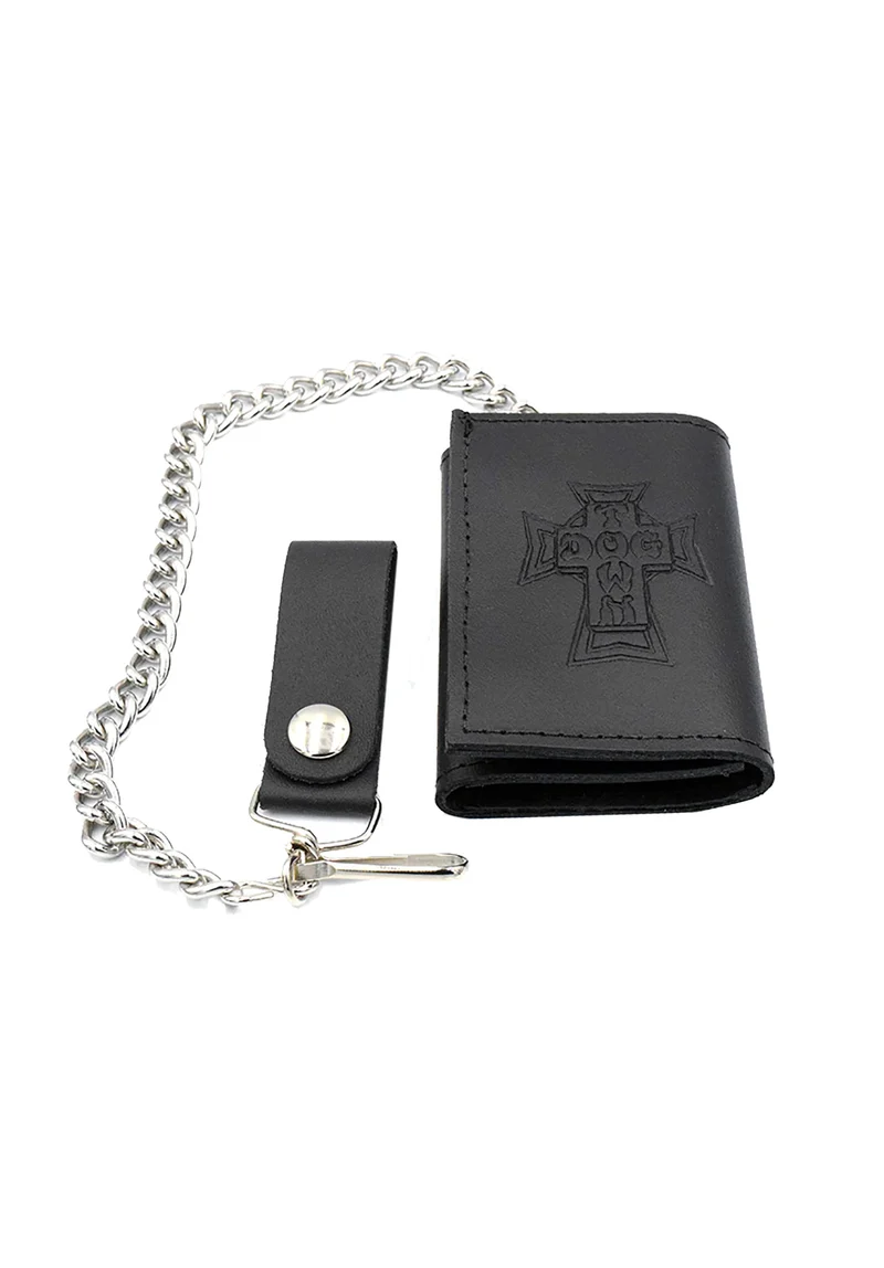 Vintage Cross Small Leather Trifold Chain Wallet