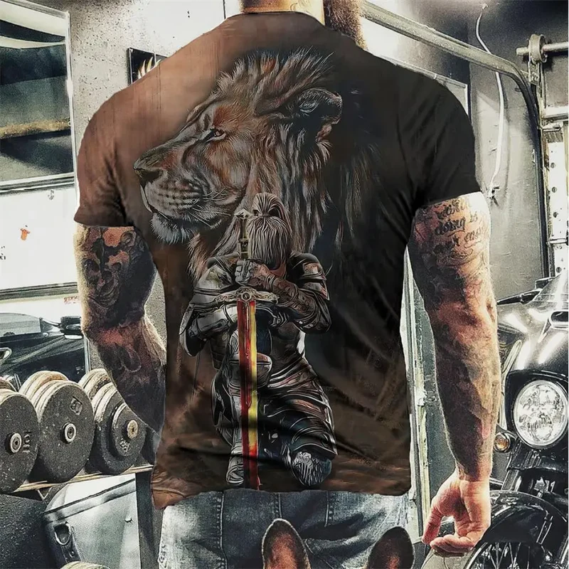Herren Fashion Vintage 3D T-Shirt Rundhals Unisex Sommer Sparta Streetwear