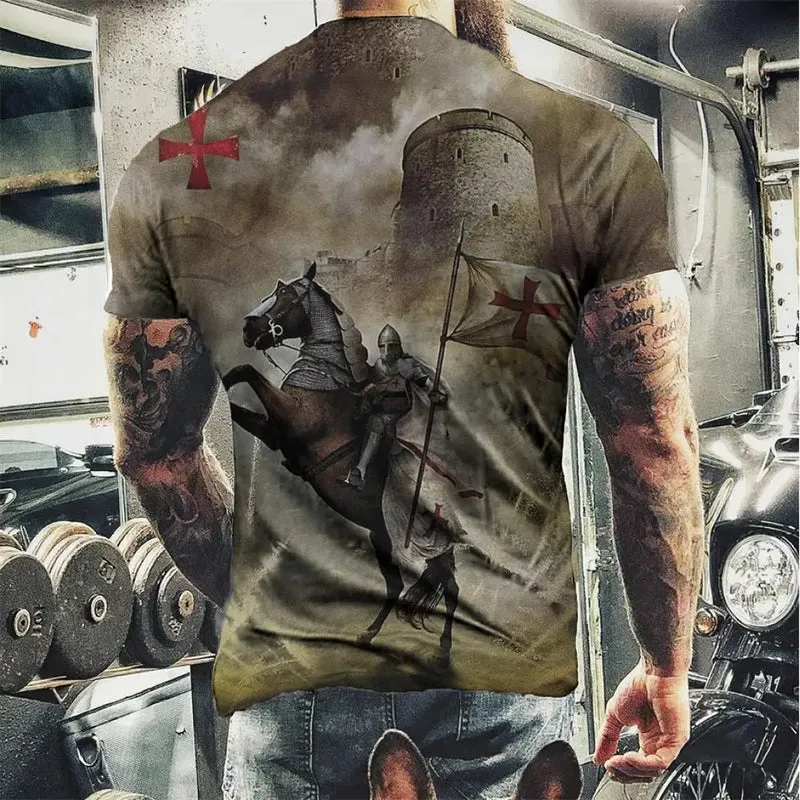 Herren Fashion Vintage 3D T-Shirt Rundhals Unisex Sommer Sparta Streetwear