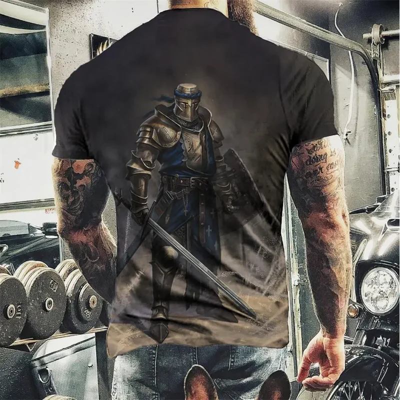 Herren Fashion Vintage 3D T-Shirt Rundhals Unisex Sommer Sparta Streetwear
