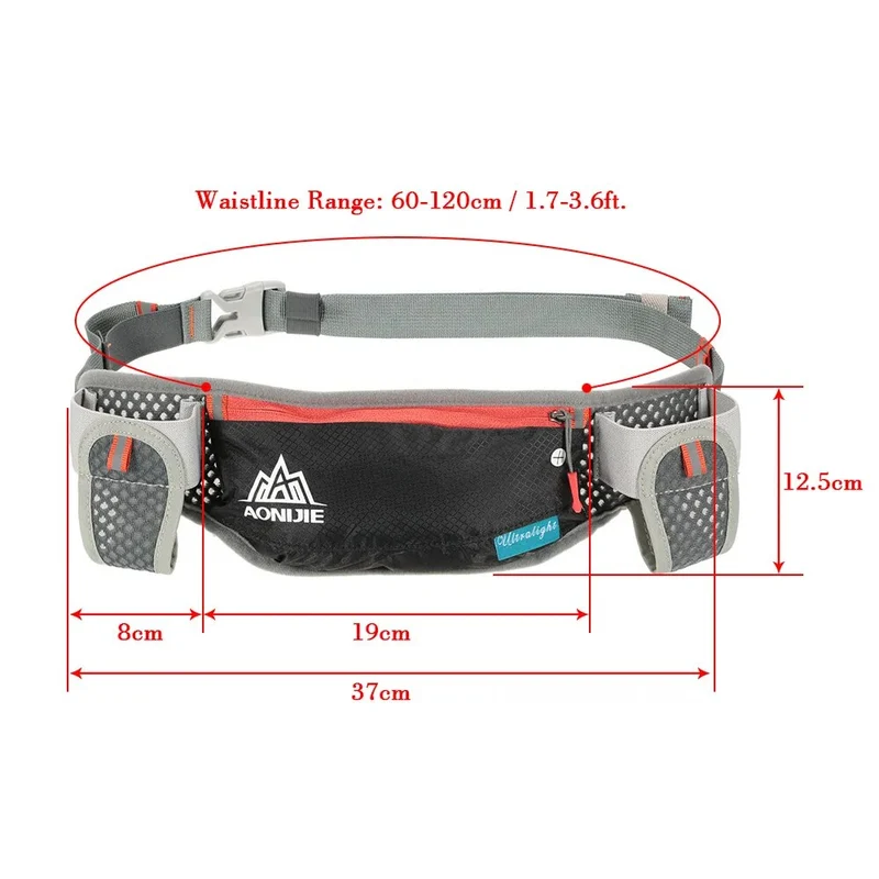 Laufen Gürtel mit 2 Wasserflaschen Taille Pack Reißverschlusstasche Bauch Tasche
