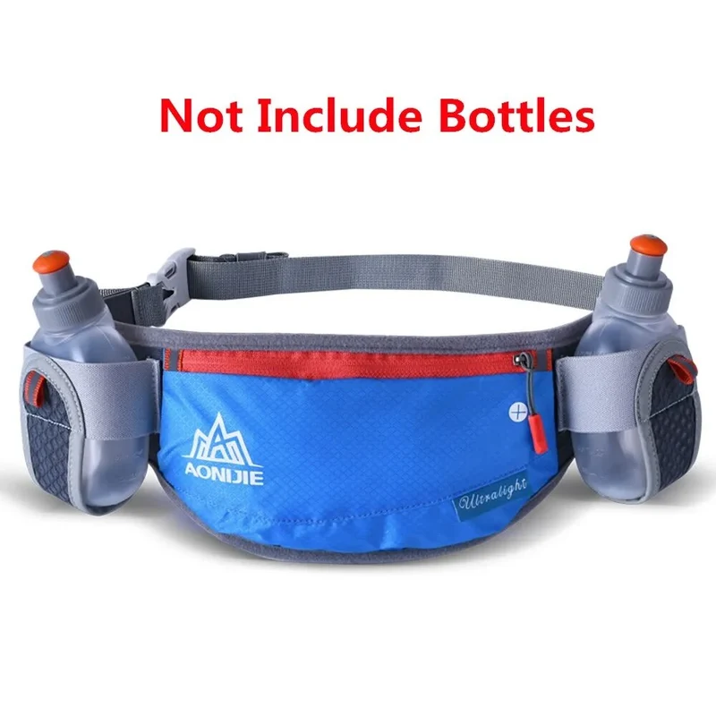 Laufen Gürtel mit 2 Wasserflaschen Taille Pack Reißverschlusstasche Bauch Tasche