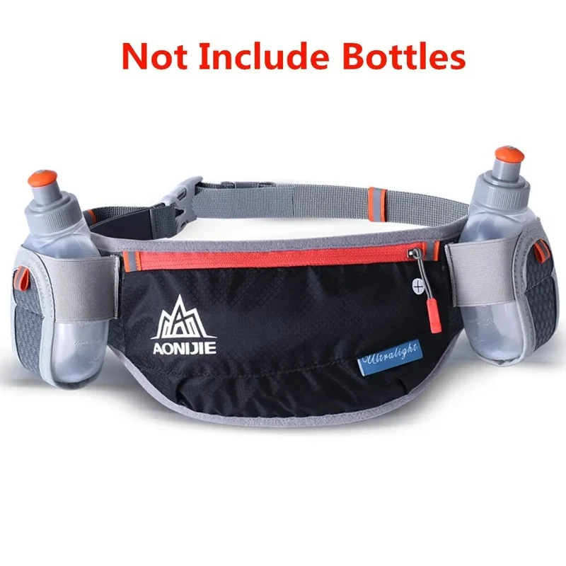 Laufen Gürtel mit 2 Wasserflaschen Taille Pack Reißverschlusstasche Bauch Tasche