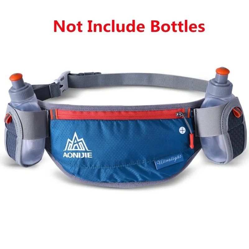 Laufen Gürtel mit 2 Wasserflaschen Taille Pack Reißverschlusstasche Bauch Tasche