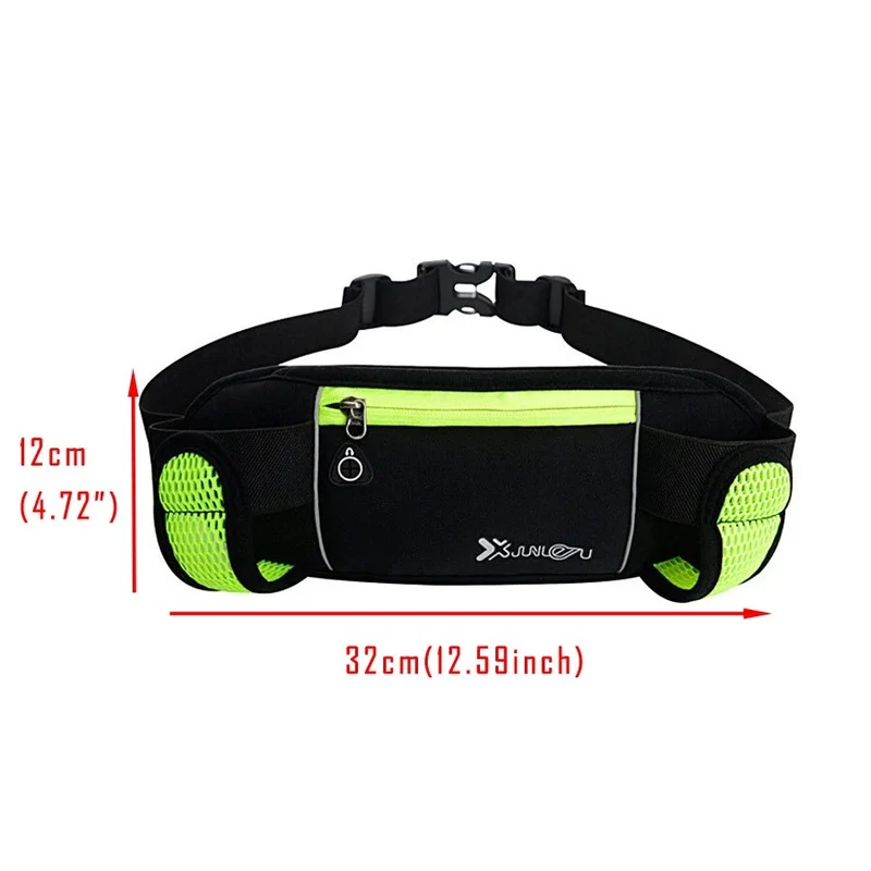 Laufen Gürtel mit 2 Wasserflaschen Taille Pack Reißverschlusstasche Bauch Tasche