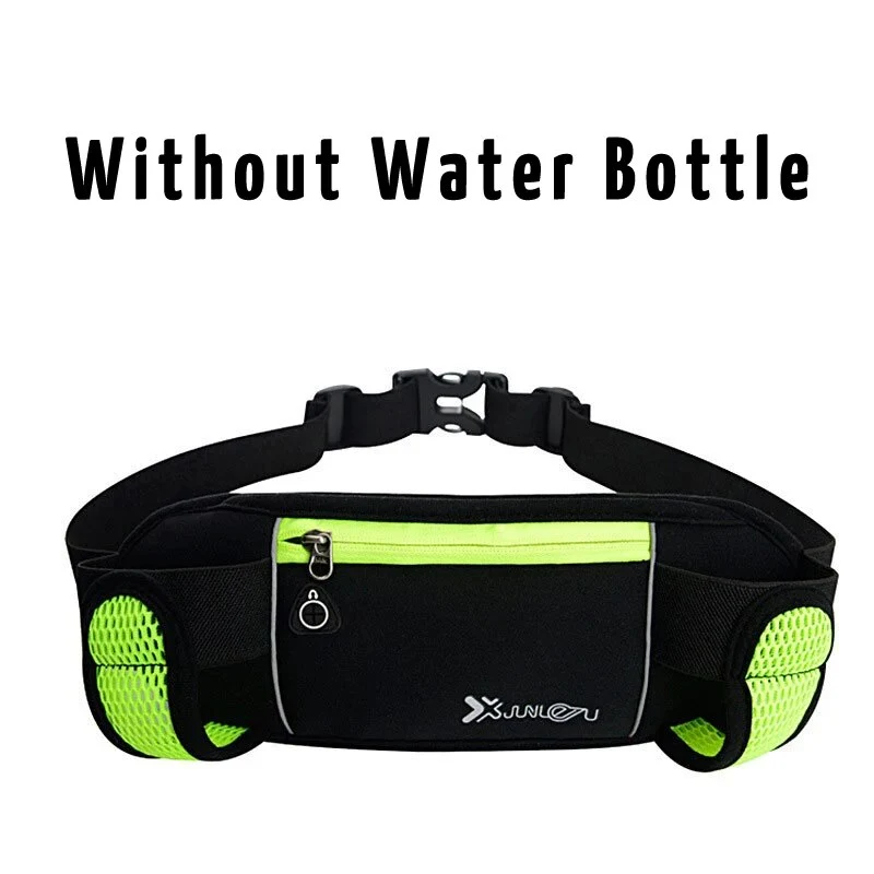 Laufen Gürtel mit 2 Wasserflaschen Taille Pack Reißverschlusstasche Bauch Tasche