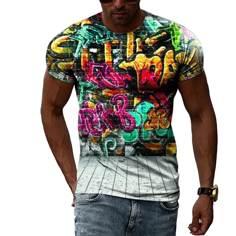 Herren Fashion Vintage 3D T-Shirt Rundhals Unisex Sommer Streetwear
