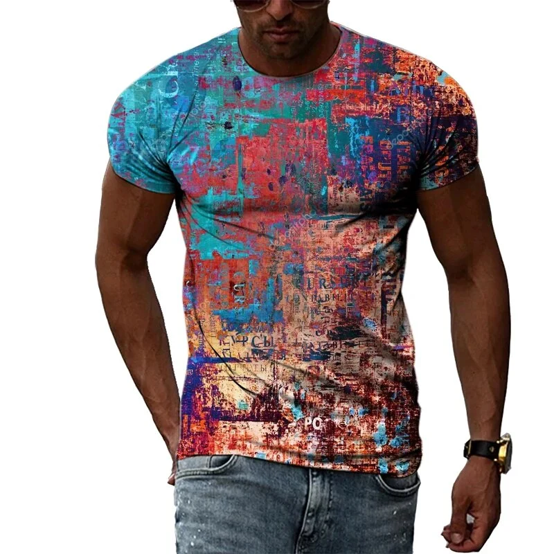Herren Fashion Vintage 3D T-Shirt Rundhals Unisex Sommer Streetwear