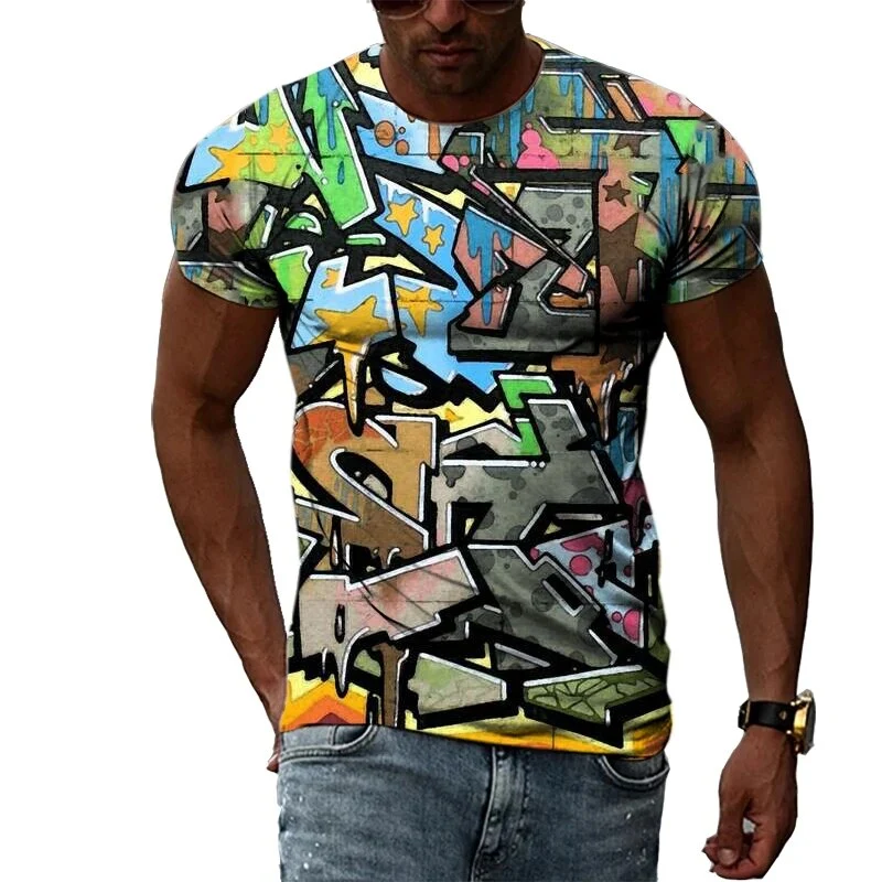 Herren Fashion Vintage 3D T-Shirt Rundhals Unisex Sommer Streetwear