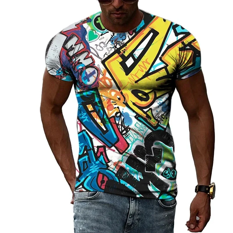 Herren Fashion Vintage 3D T-Shirt Rundhals Unisex Sommer Streetwear
