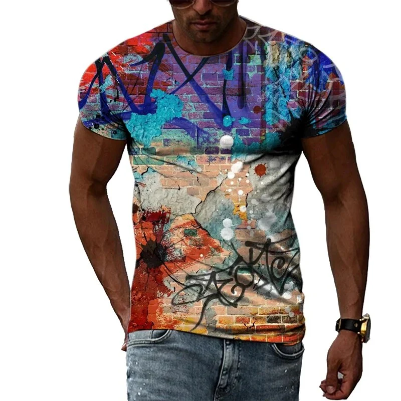 Herren Fashion Vintage 3D T-Shirt Rundhals Unisex Sommer Streetwear