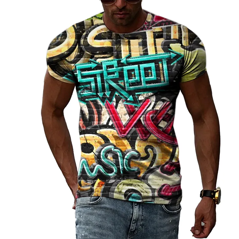 Herren Fashion Vintage 3D T-Shirt Rundhals Unisex Sommer Streetwear