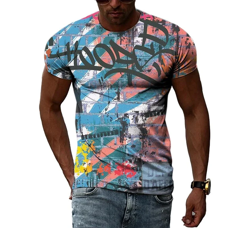 Herren Fashion Vintage 3D T-Shirt Rundhals Unisex Sommer Streetwear