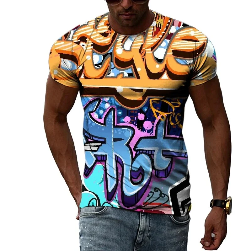 Herren Fashion Vintage 3D T-Shirt Rundhals Unisex Sommer Streetwear