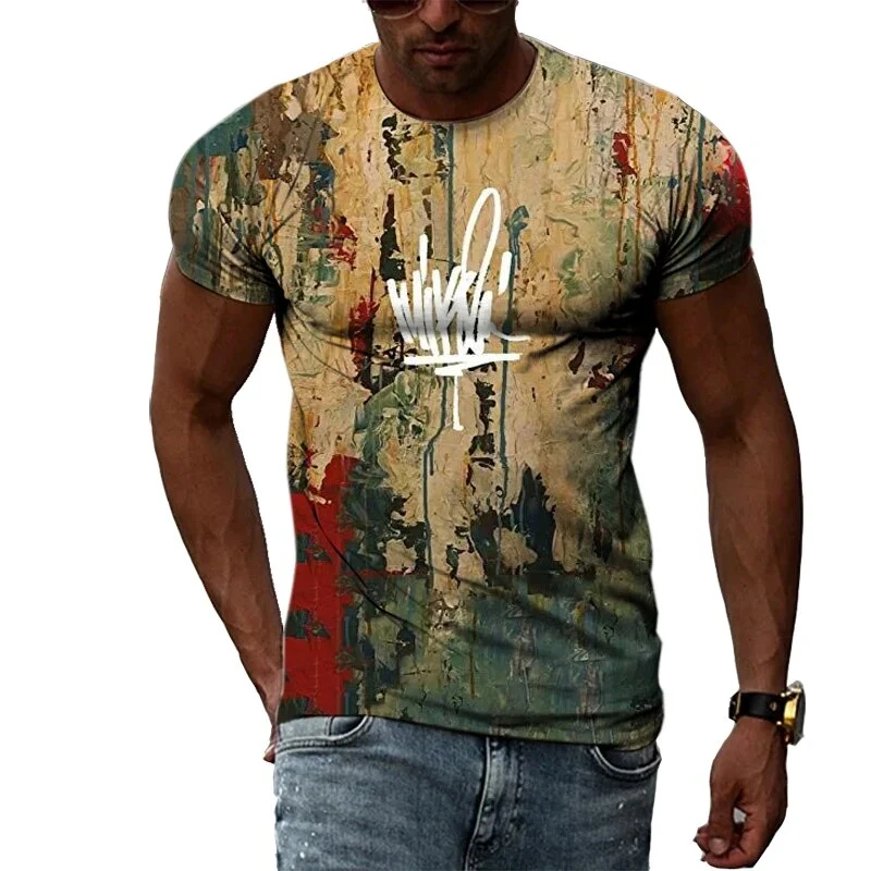 Herren Fashion Vintage 3D T-Shirt Rundhals Unisex Sommer Streetwear