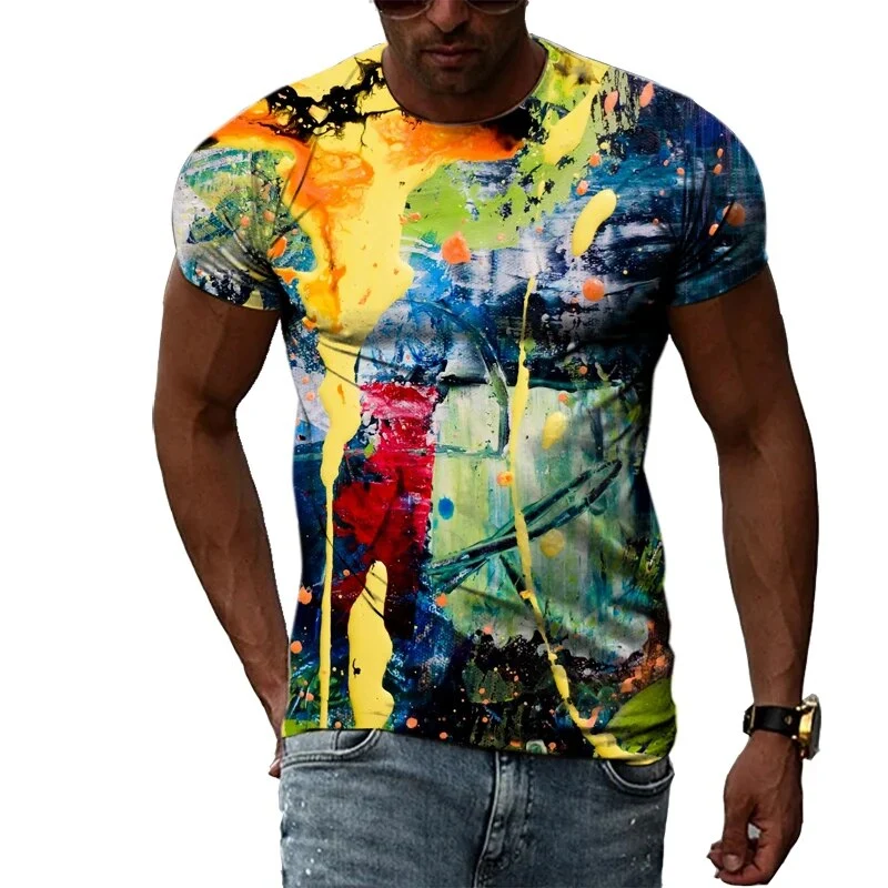 Herren Fashion Vintage 3D T-Shirt Rundhals Unisex Sommer Streetwear