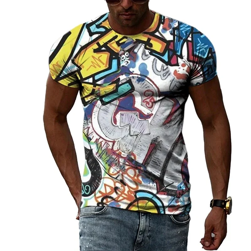 Herren Fashion Vintage 3D T-Shirt Rundhals Unisex Sommer Streetwear