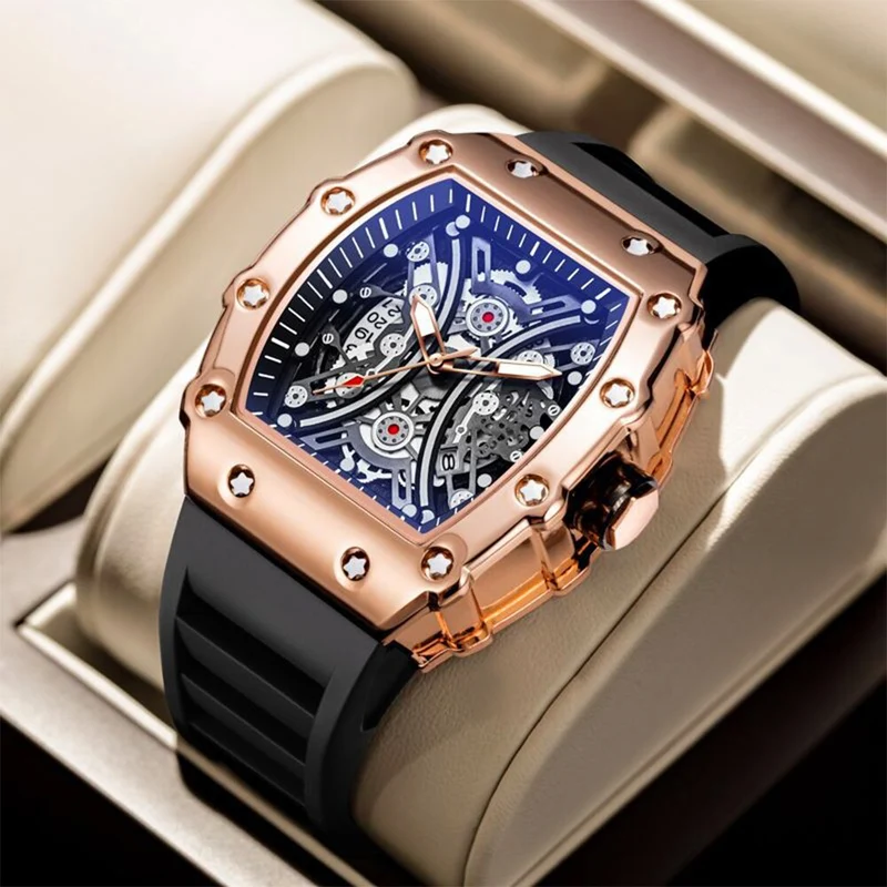 Herren Armbanduhr Silber Schwarz Edelstahl Quarzuhr Luxus Chronograph Business
