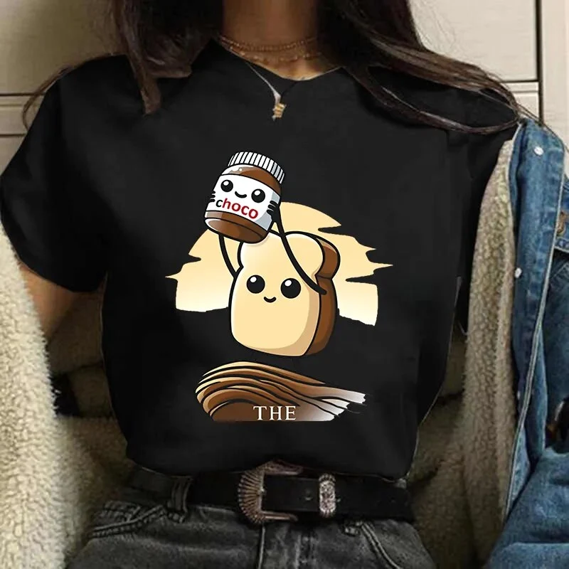 Damen Sommer Top 3D Nutella T-Shirt Rundhals Streetwear lockeres Damentop