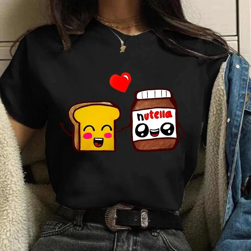 Damen Sommer Top 3D Nutella T-Shirt Rundhals Streetwear lockeres Damentop