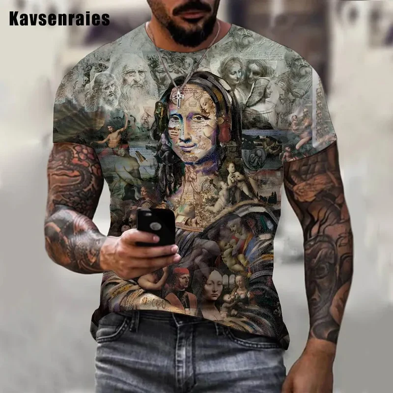 Männer Herren Fashion Vintage 3D T-Shirt Rundhals Unisex Sommer Streetwear