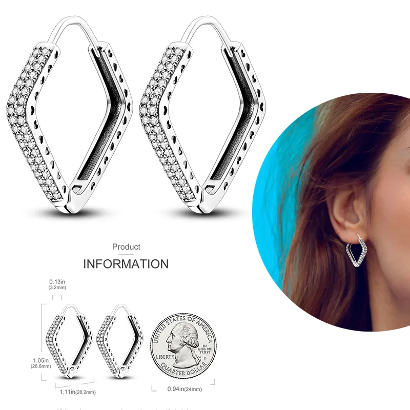 1 Paar Creolen aus 925 sterling Silber Schwarz Ohrringe Zirkonia Ohrstecker