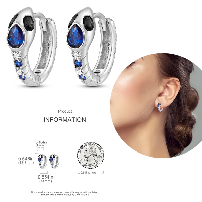 1 Paar Creolen aus 925 sterling Silber Schwarz Ohrringe Zirkonia Ohrstecker