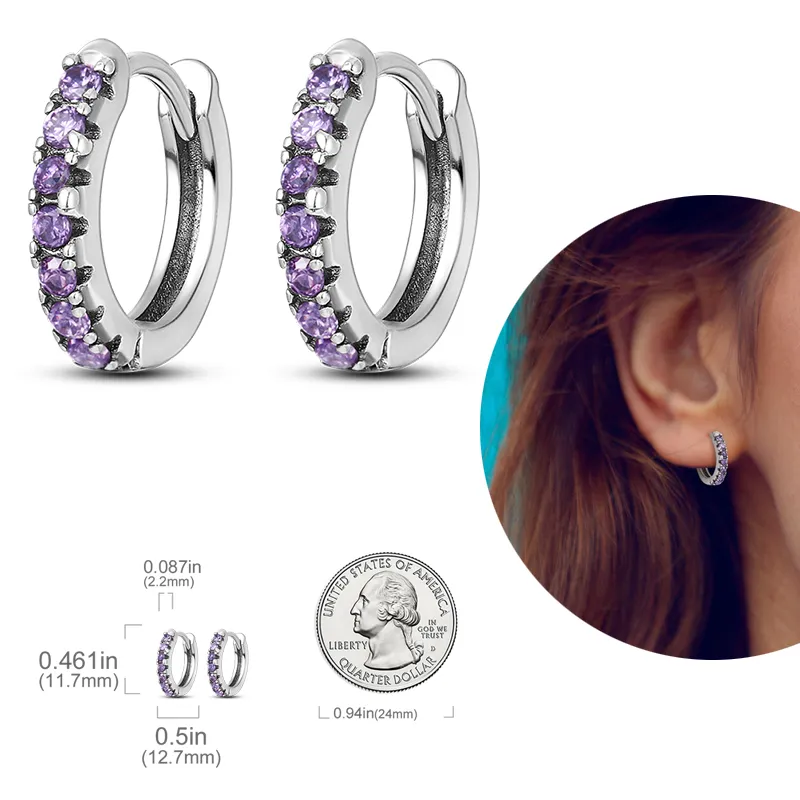 1 Paar Creolen aus 925 sterling Silber Schwarz Ohrringe Zirkonia Ohrstecker