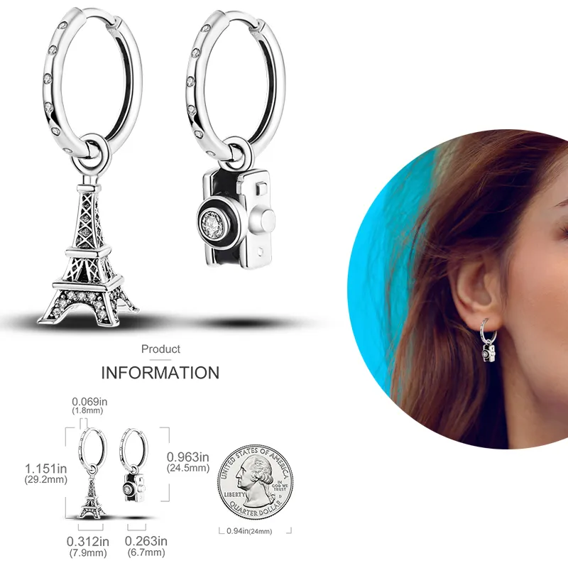 1 Paar Creolen aus 925 sterling Silber Schwarz Ohrringe Zirkonia Ohrstecker