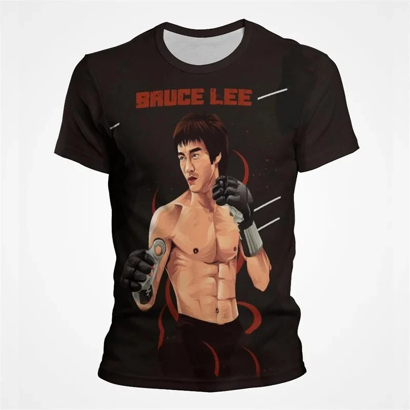 Herren Fashion Vintage Kung Fu Star 3D T-Shirt Rundhals Unisex Sommer Streetwear