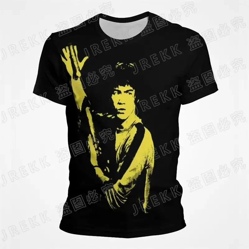Herren Fashion Vintage Kung Fu Star 3D T-Shirt Rundhals Unisex Sommer Streetwear