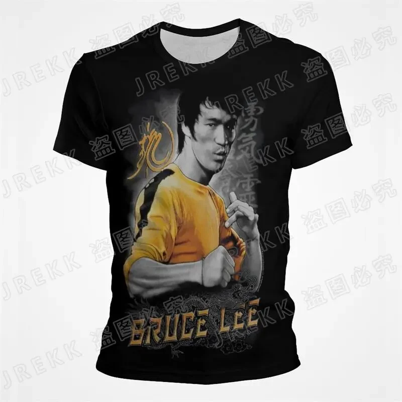 Herren Fashion Vintage Kung Fu Star 3D T-Shirt Rundhals Unisex Sommer Streetwear