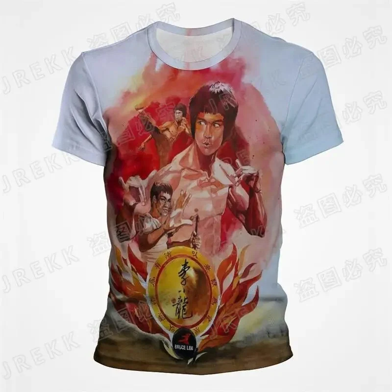 Herren Fashion Vintage Kung Fu Star 3D T-Shirt Rundhals Unisex Sommer Streetwear