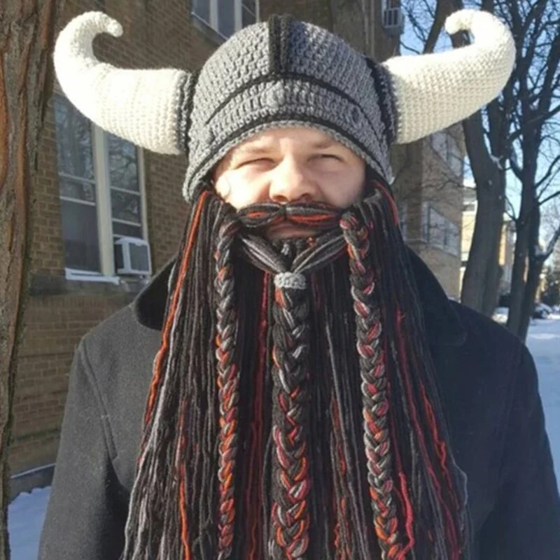 Warme Herren Damen Wintermütze Vikings Woll Mütze Strickmütze Kappe Hut Unisex