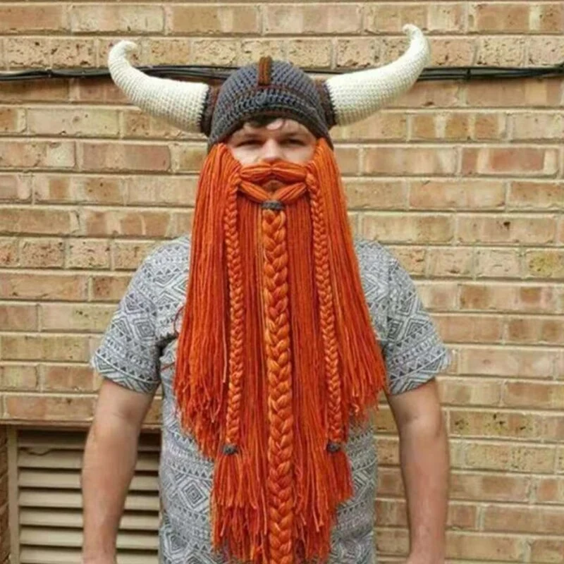 Warme Herren Damen Wintermütze Vikings Woll Mütze Strickmütze Kappe Hut Unisex