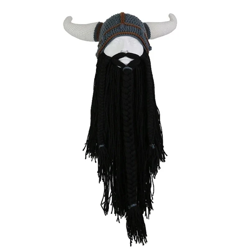Warme Herren Damen Wintermütze Vikings Woll Mütze Strickmütze Kappe Hut Unisex